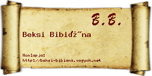 Beksi Bibiána névjegykártya
